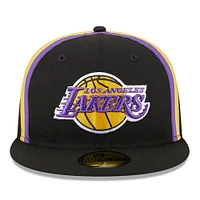Men's New Era Black Los Angeles Lakers Taping 59FIFTY Fitted Hat