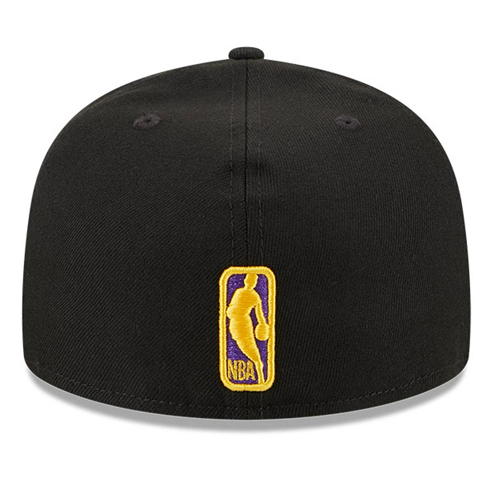 Men's New Era Black Los Angeles Lakers Taping 59FIFTY Fitted Hat