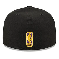 Men's New Era Black Los Angeles Lakers Taping 59FIFTY Fitted Hat