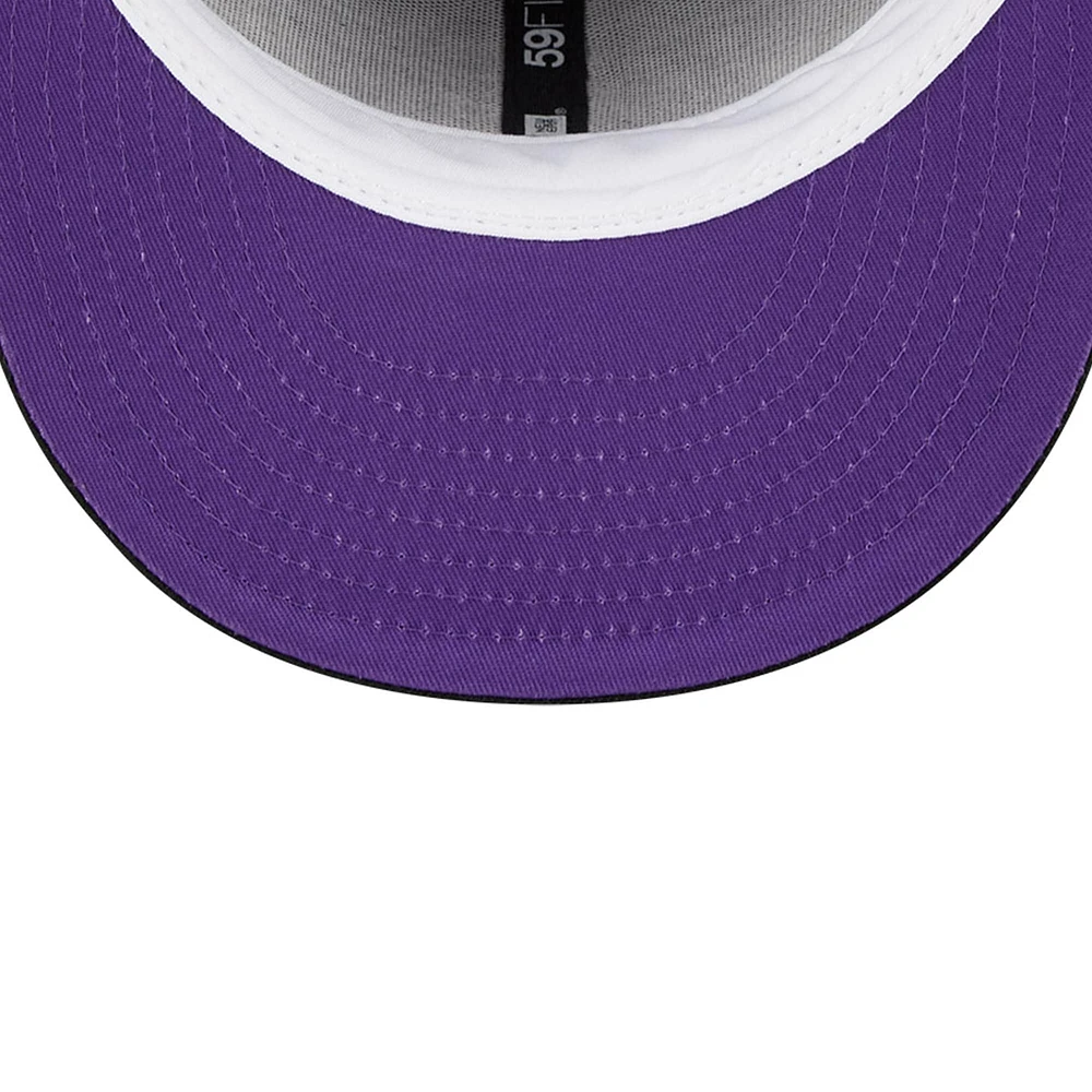 Men's New Era Black Los Angeles Lakers Taping 59FIFTY Fitted Hat
