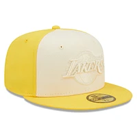 Men's New Era Cream/Gold Los Angeles Lakers Cork Two-Tone 59FIFTY - Fitted Hat