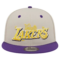 Men's New Era Cream Los Angeles Lakers Injection Team Art 9FIFTY Adjustable Snapback Hat