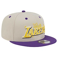 Men's New Era Cream Los Angeles Lakers Injection Team Art 9FIFTY Adjustable Snapback Hat