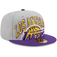 Men's New Era Gray/Purple Los Angeles Lakers Tip-Off Two-Tone 59FIFTY Fitted Hat
