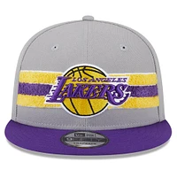Men's New Era Gray Los Angeles Lakers Chenille Band 9FIFTY Snapback Hat