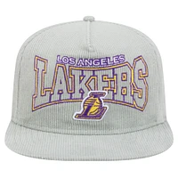 Men's New Era Gray Los Angeles Lakers Throwback Corduroy Golfer Snapback Hat