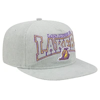Men's New Era Gray Los Angeles Lakers Throwback Corduroy Golfer Snapback Hat