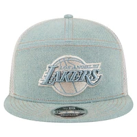 Men's New Era Los Angeles Lakers Adventure Denim Split Panel 9FIFTY Snapback Trucker Hat