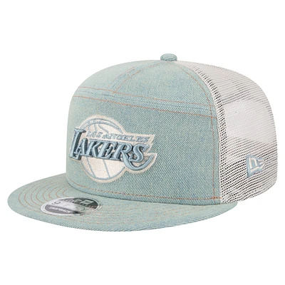 Casquette camionneur à snapback 9FIFTY Adventure Denim pour homme de la marque New Era Los Angeles Lakers