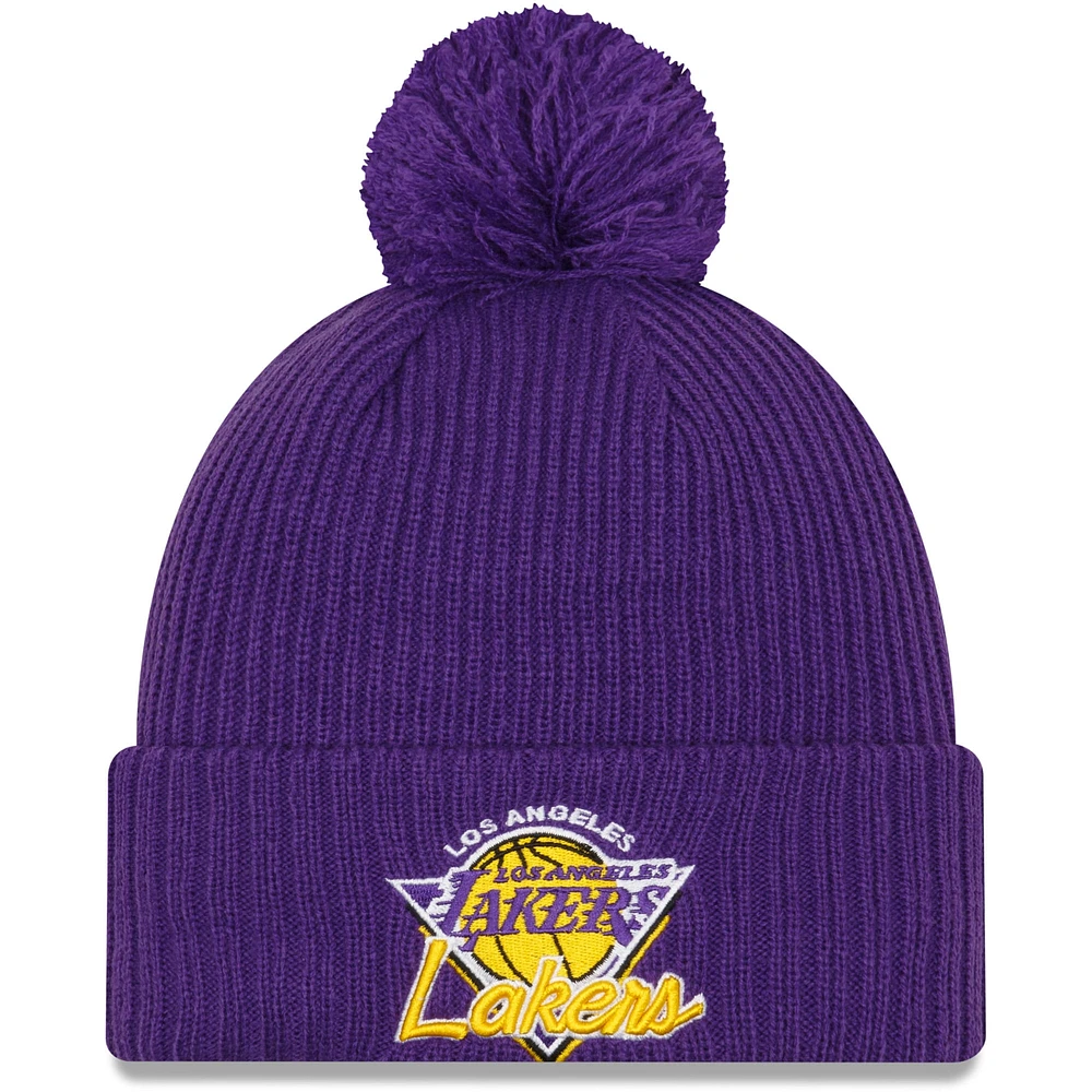 Men's New Era Purple Los Angeles Lakers 2021 NBA Tip-Off - Team Color Pom Cuffed Knit Hat