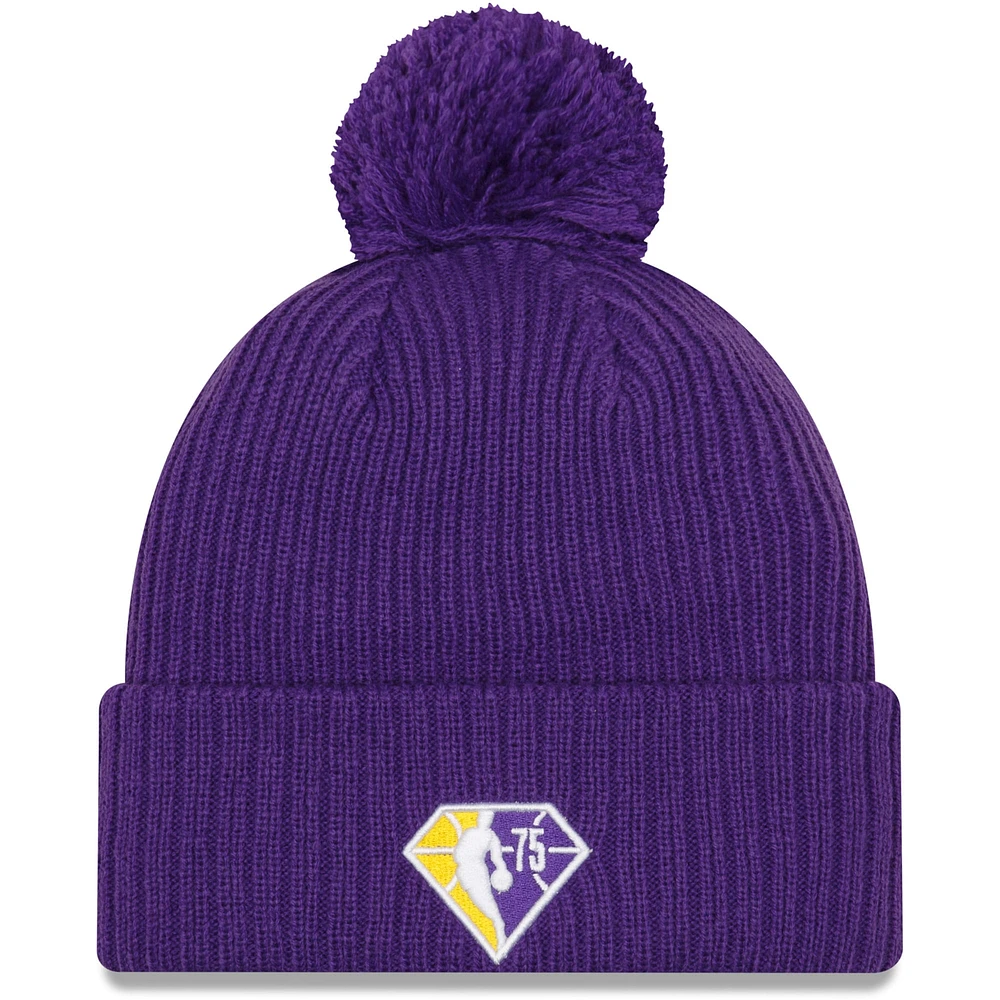 Men's New Era Purple Los Angeles Lakers 2021 NBA Tip-Off - Team Color Pom Cuffed Knit Hat