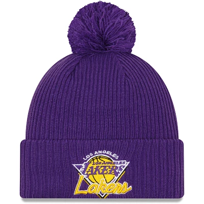 Men's New Era Purple Los Angeles Lakers 2021 NBA Tip-Off - Team Color Pom Cuffed Knit Hat