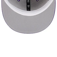 Men's New Era Purple Los Angeles Lakers Court Sport Leather Applique 59FIFTY Fitted Hat