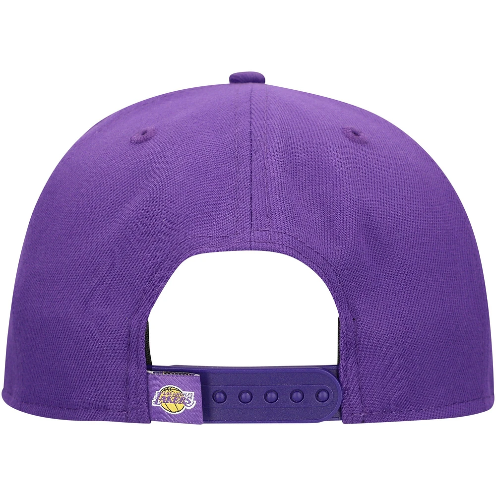 Men's New Era Purple Los Angeles Lakers Oversized Puff Print Logo Golfer Snapback Hat