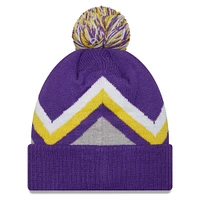 Men's New Era Purple Los Angeles Lakers Zig Zag Cuffed Knit Hat with Pom
