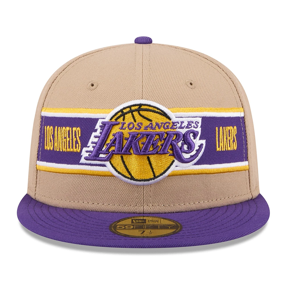 Men's New Era Tan/Purple Los Angeles Lakers 2024 NBA Draft 59FIFTY Fitted Hat