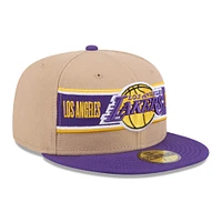 Men's New Era Tan/Purple Los Angeles Lakers 2024 NBA Draft 59FIFTY Fitted Hat