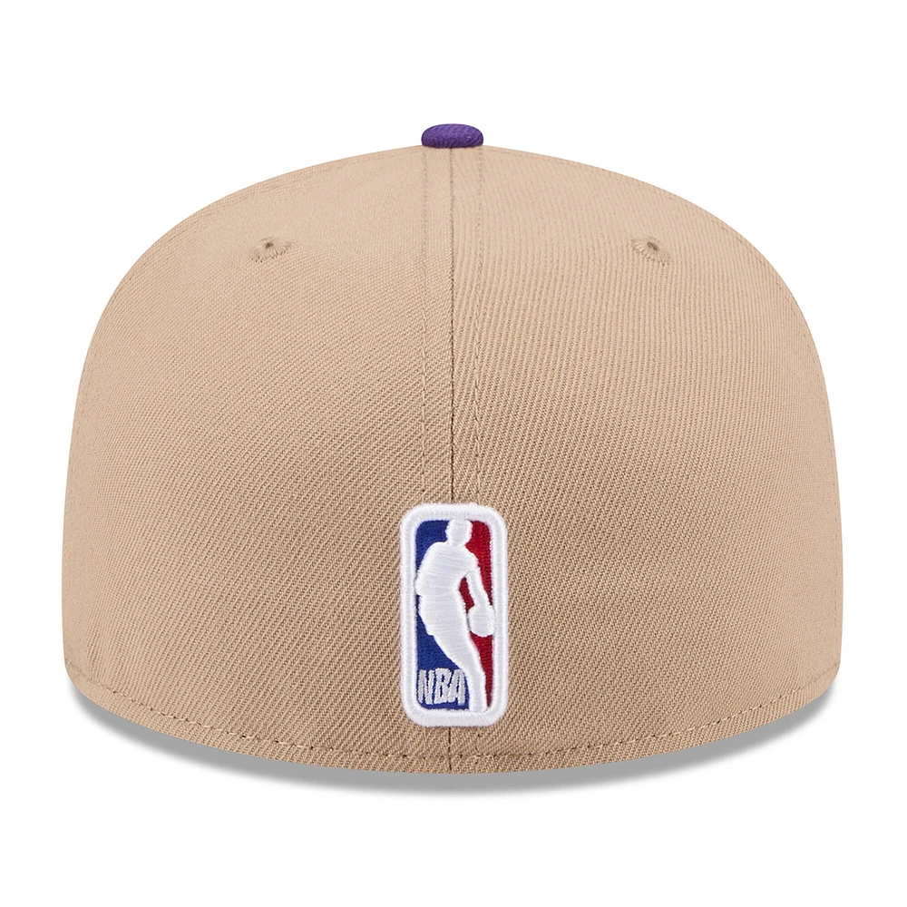 Men's New Era Tan/Purple Los Angeles Lakers 2024 NBA Draft 59FIFTY Fitted Hat