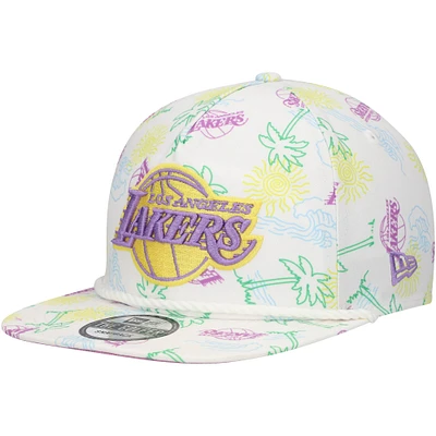 Casquette réglable blanche Los Angeles Lakers Palm Trees and Waves Golfer New Era pour homme