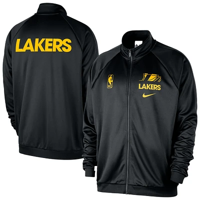 Veste de survêtement Nike noire Los Angeles Lakers Courtside Pique Club entièrement zippée pour homme