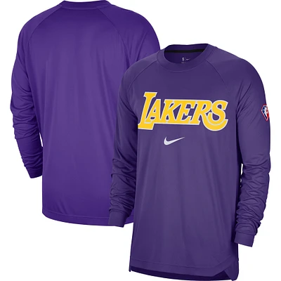 T-shirt à manches longues raglan Nike Los Angeles Lakers 75e anniversaire pour homme