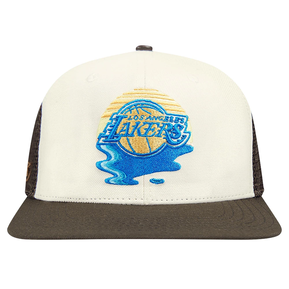 Men's Pro Standard Cream/Brown Los Angeles Lakers Glint Sunset Snapback Hat