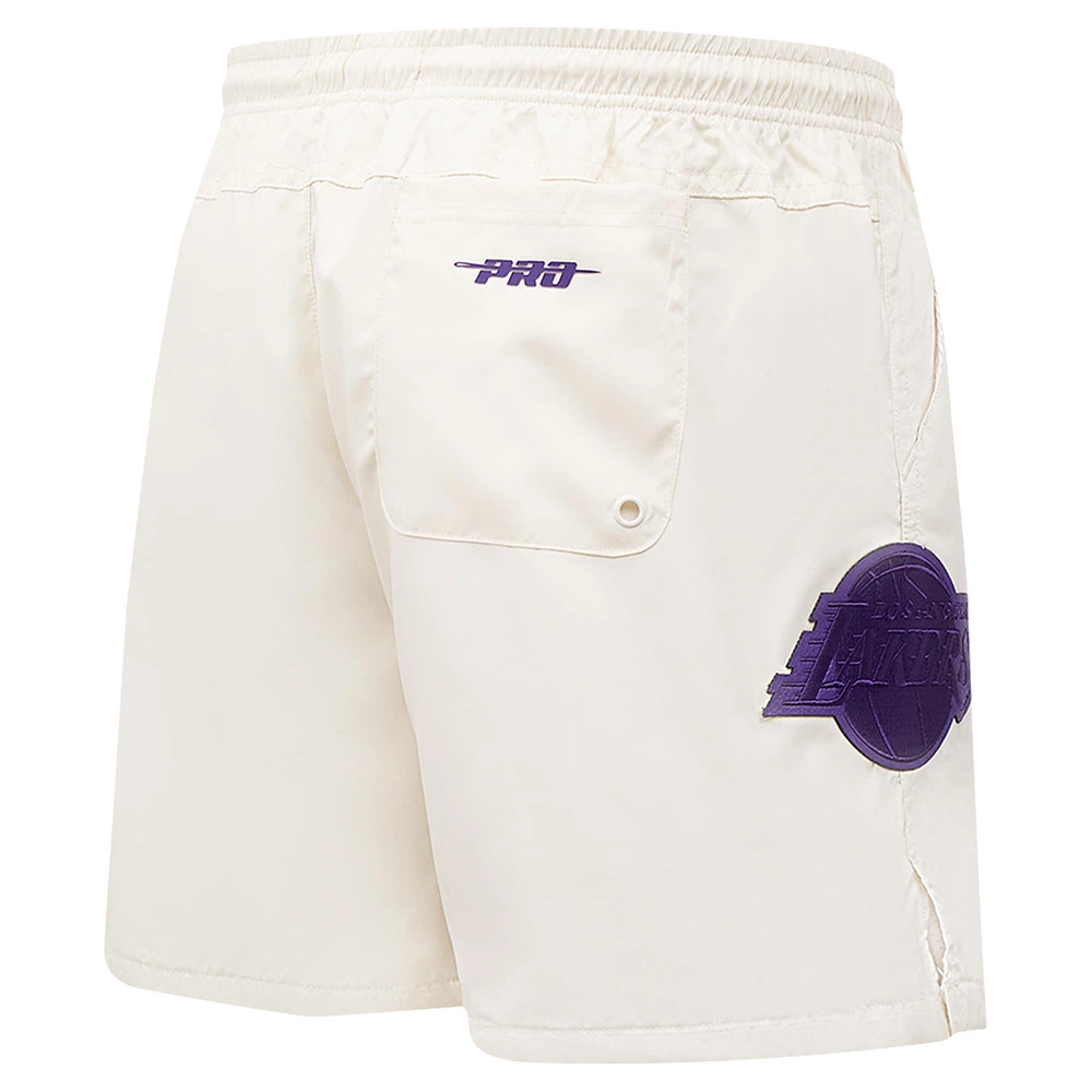 Men's Pro Standard Cream Los Angeles Lakers Triple Tonal Woven Shorts