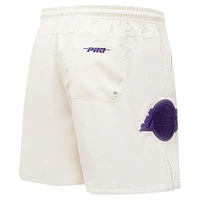 Men's Pro Standard Cream Los Angeles Lakers Triple Tonal Woven Shorts