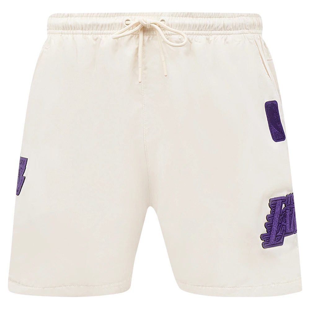 Men's Pro Standard Cream Los Angeles Lakers Triple Tonal Woven Shorts