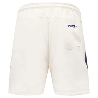 Men's Pro Standard Cream Los Angeles Lakers Triple Tonal Woven Shorts