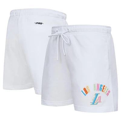 Men's Pro Standard White Los Angeles Lakers Washed Neon Shorts