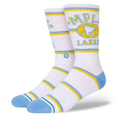Chaussettes mi-mollet Stance Los Angeles Lakers Hardwood Classics Stripes pour homme