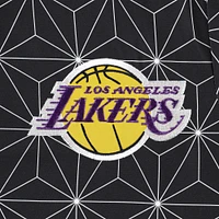 Men's Starter Black Los Angeles Lakers In-Field Play Fashion Satin Full-Zip Varsity Jacket