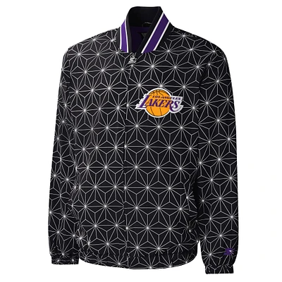 Men's Starter Black Los Angeles Lakers In-Field Play Full-Zip Varsity Jacket