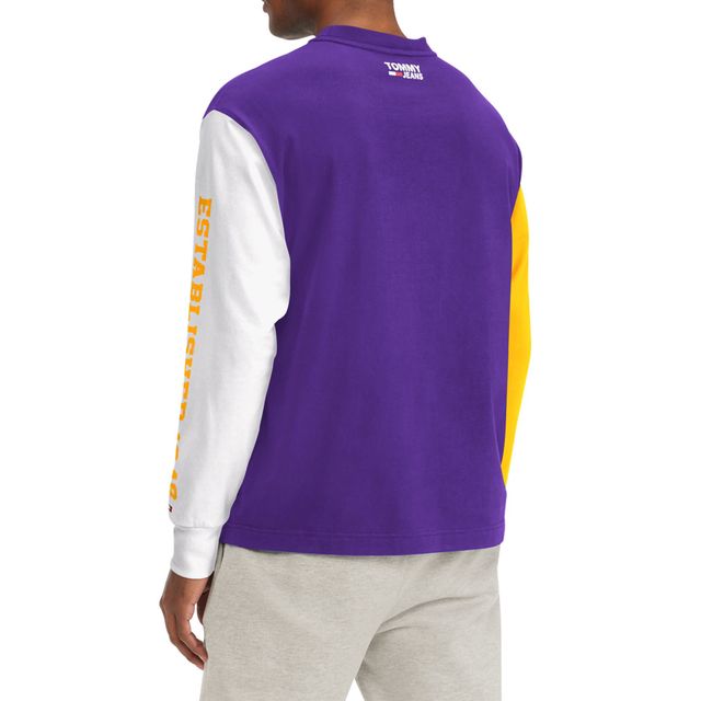 Los Angeles Lakers Tommy Jeans pour homme - T-shirt à manches longues Richie color block violet