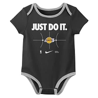Newborn Nike Purple/Black Los Angeles Lakers Just Do It Two-Pack Bodysuit Set