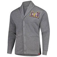 Unisex Sportiqe Heather Gray Los Angeles Lakers Henshaw Full-Button Cardigan Sweater