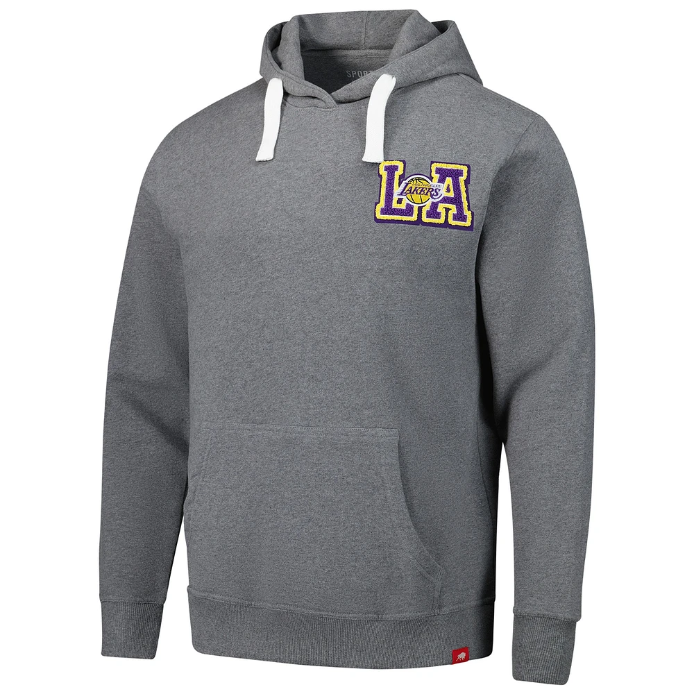 Unisex Sportiqe Heather Gray Los Angeles Lakers Varsity Collection Blake Pullover Hoodie