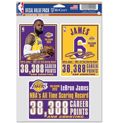 WinCraft LeBron James Los Angeles Lakers NBA All-Time Scoring Record - Three-Pack Decal Set