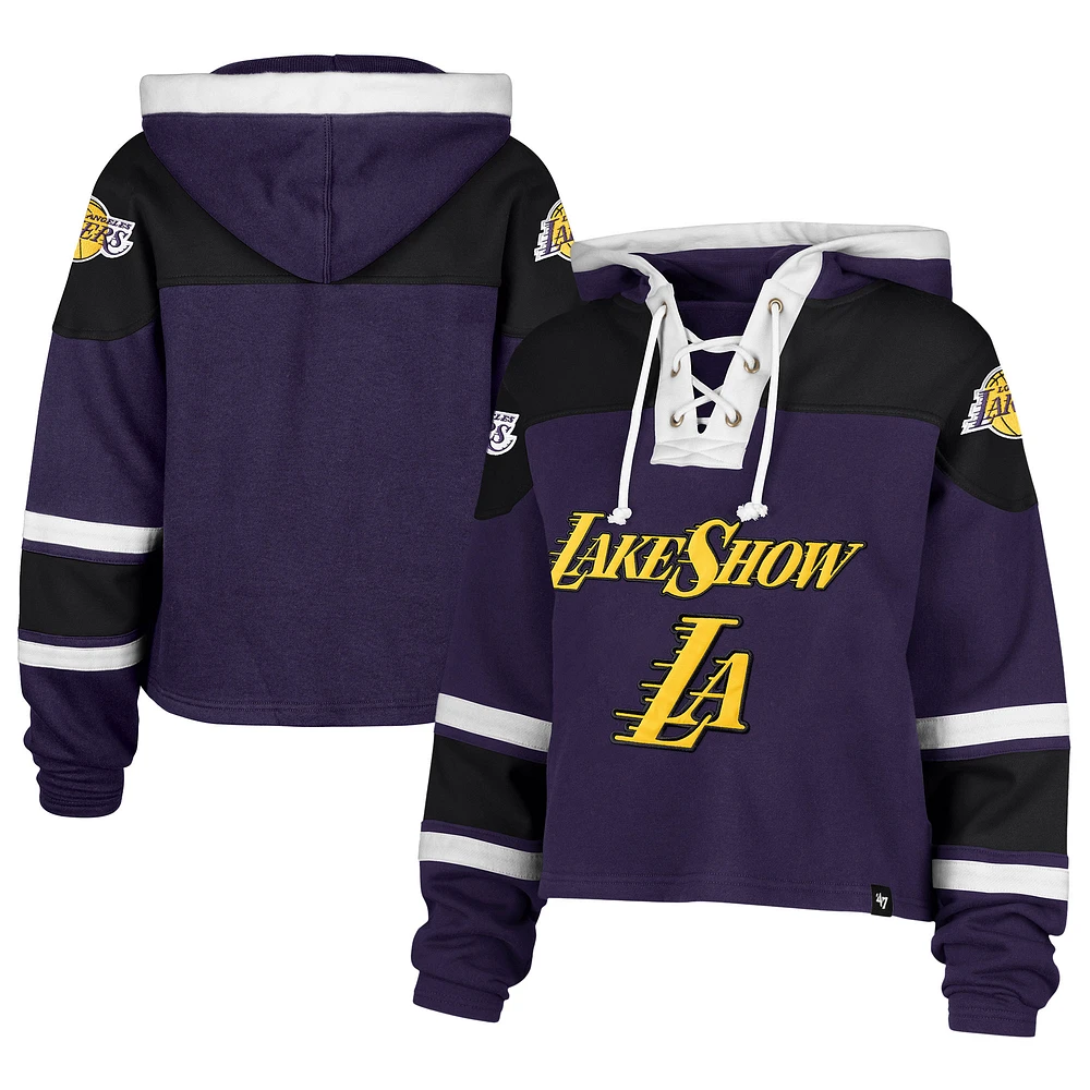 Sweat à capuche court lacets pour femme Los Angeles Lakers 2024/25 City Edition '47 Purple Superior