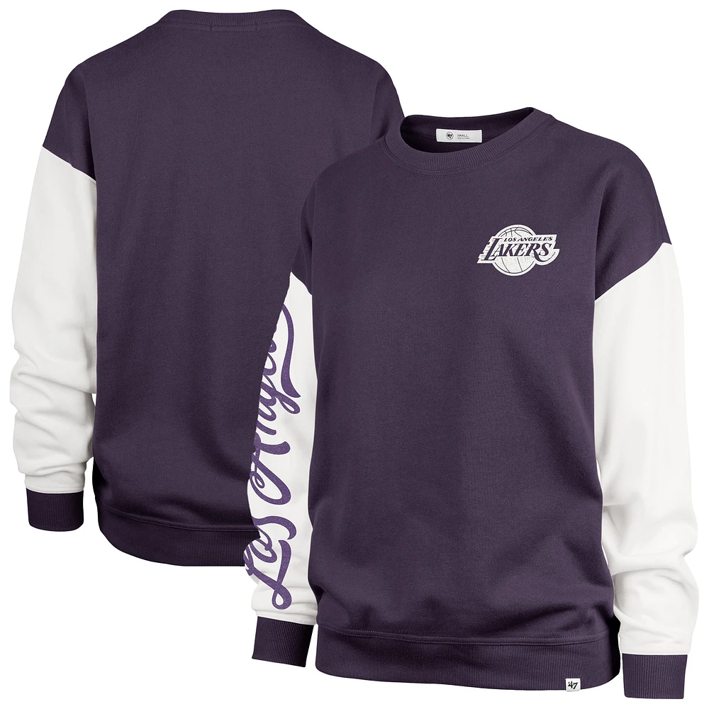 Sweat-shirt oversize violet Andie pour femme Los Angeles Lakers '47, grande taille