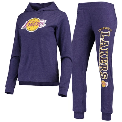Ensemble de nuit à capuche et pantalon Concepts Sport Los Angeles Lakers violet pour femme