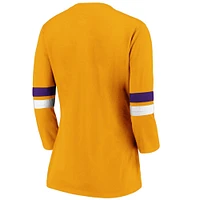 T-shirt à manches 3/4 emblématique et moderne des Los Angeles Lakers Fanatics Gold pour femme