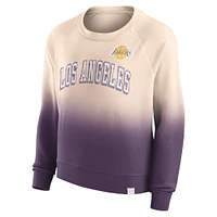 Women's Fanatics Tan/Purple Los Angeles Lakers Lounge Arch Raglan Pullover Sweatshirt