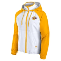 Women's Fanatics White/Gold Los Angeles Lakers Anorak Raglan Full-Zip Hoodie Jacket