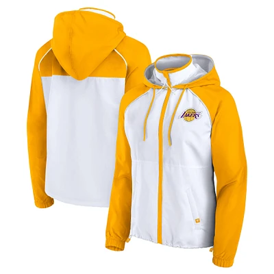 Women's Fanatics White/Gold Los Angeles Lakers Anorak Raglan Full-Zip Hoodie Jacket