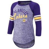 Women's G-III 4Her by Carl Banks Purple Los Angeles Lakers Recover 3/4-Sleeve Raglan T-Shirt