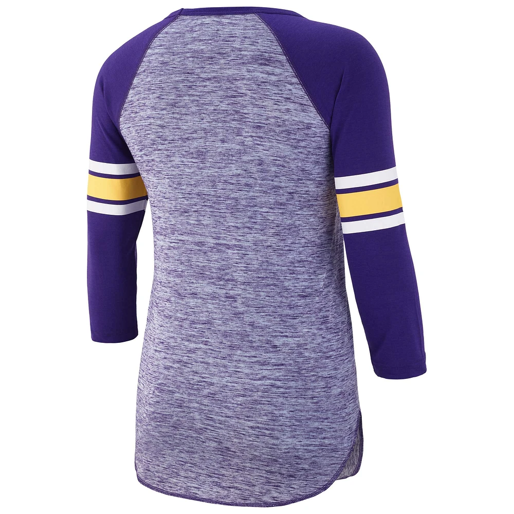 Women's G-III 4Her by Carl Banks Purple Los Angeles Lakers Recover 3/4-Sleeve Raglan T-Shirt