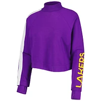 Women's Lusso Purple Los Angeles Lakers Maddie & Matildas Raglan Tri-Blend Pullover Hoodie Jogger Pants Set
