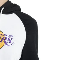 Women's Lusso White Los Angeles Lakers Marlowe Tri-Blend Raglan Pullover Hoodie